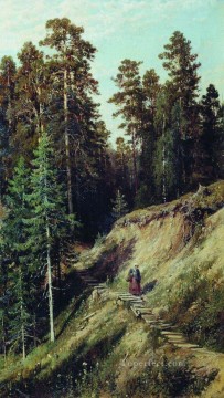 Paisajes Painting - en el bosque del bosque con setas 1883 paisaje clásico Ivan Ivanovich árboles